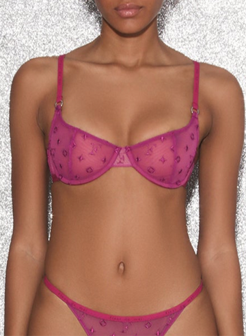 Fuchsia rose - Monogram Embroidery Scooped Balconette | Fleur du Mal - DEMO
