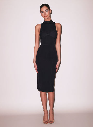 Black - Sleek Jersey Knot Dress | Fleur du Mal - DEMO
