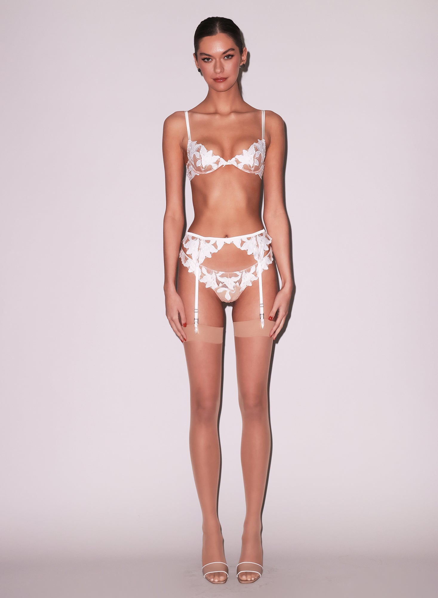Lily Embroidery Garter Belt
