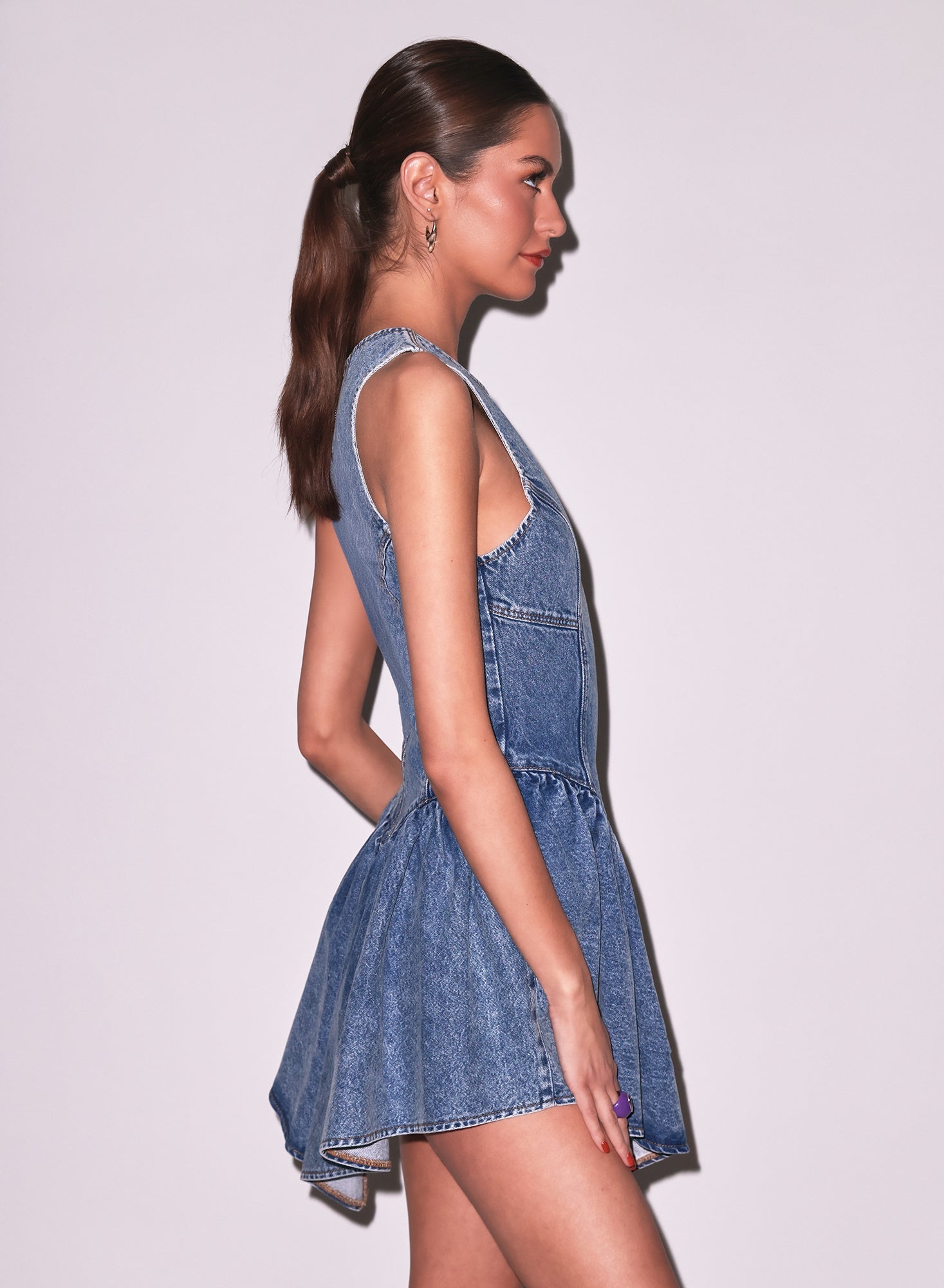 Denim Flare Mini Dress
