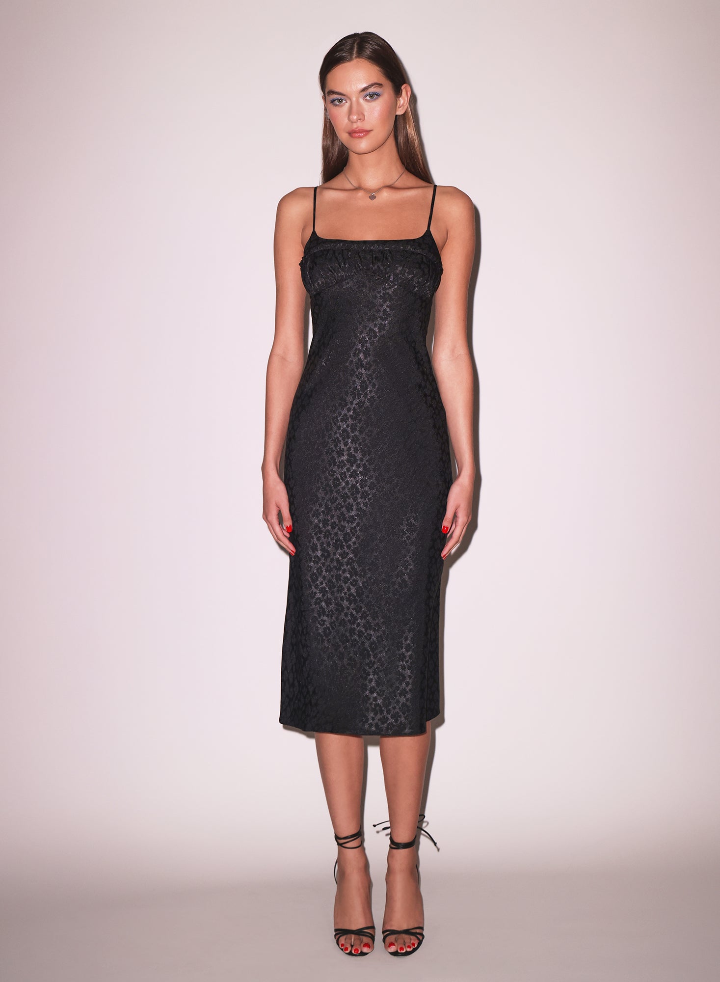 Pansy Jacquard Ruched Bust Dress