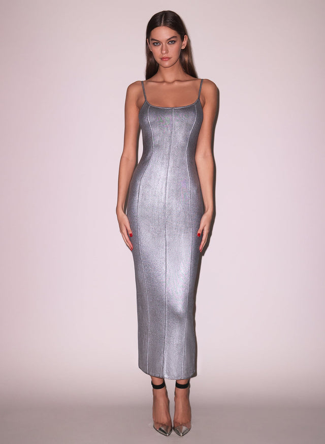 Metallic gunmetal - Flash Rib Dress | Fleur du Mal - DEMO