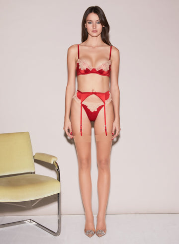 Rouge - James Lace Garter Belt | Fleur du Mal - DEMO