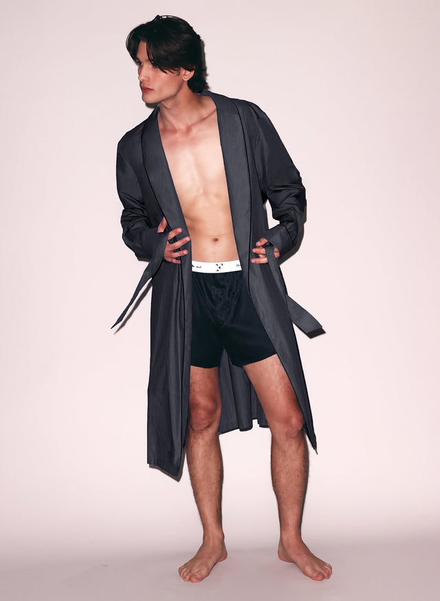 Black smoke - Poplin Robe | Fleur du Mal - DEMO