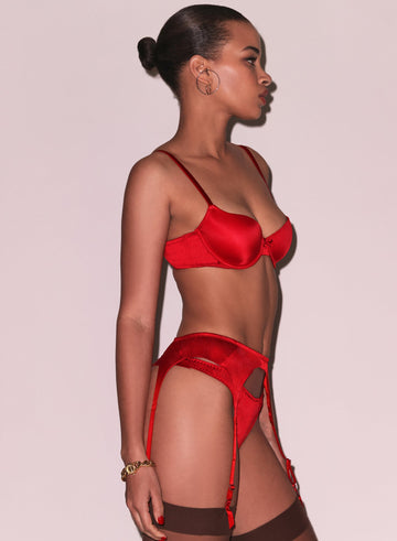 Rouge - Luxe Classic Garter Belt | Fleur du Mal - DEMO