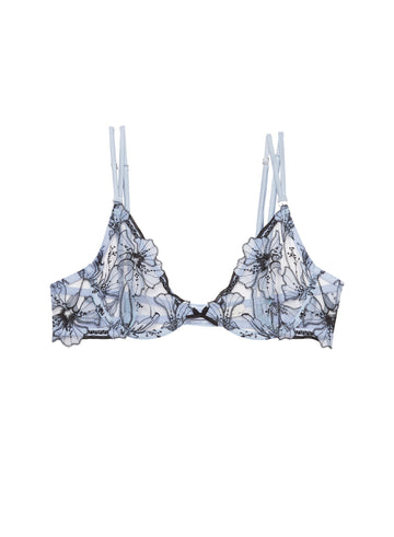 Crystal blue - Harper Embroidery Demi Bra | Fleur du Mal - DEMO