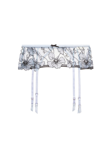 Crystal blue - Harper Embroidery Garter Belt | Fleur du Mal - DEMO