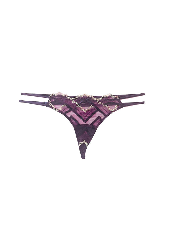 Midnight purple - Hendrix Embroidery V-String | Fleur du Mal - DEMO