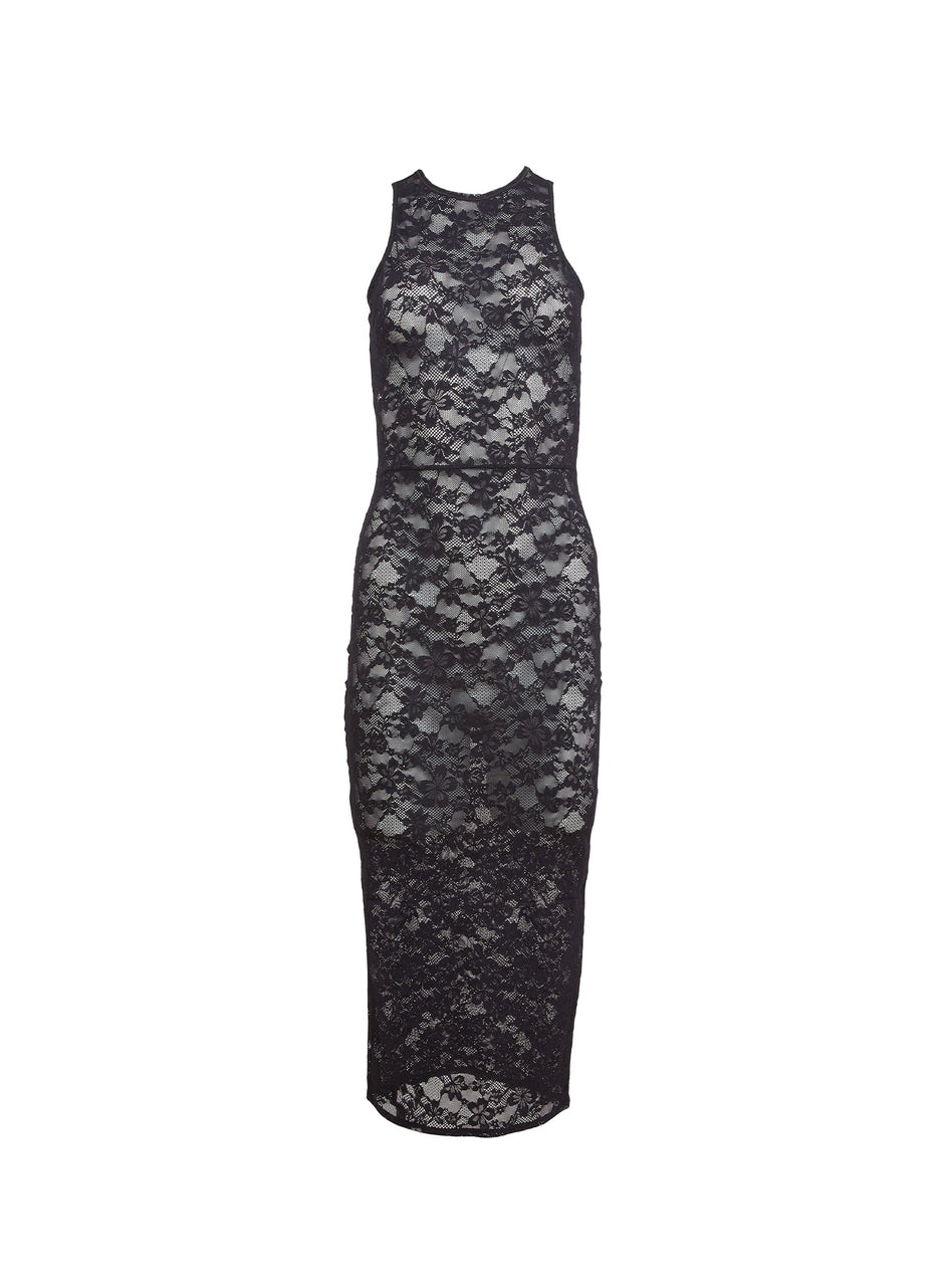 Black - Le Stretch Lace Racer Tank Dress | Fleur du Mal - DEMO