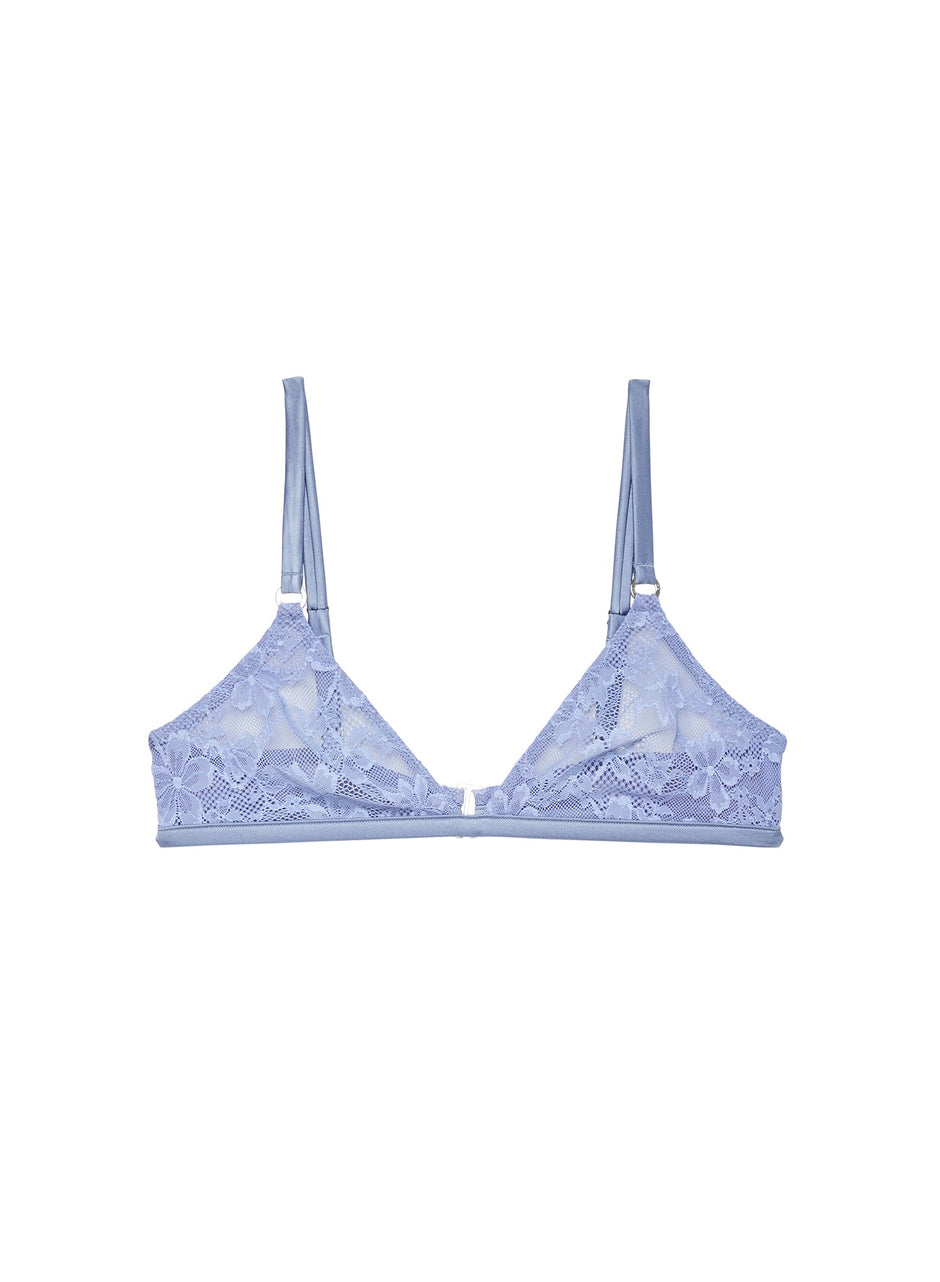 Denim blue - Le Stretch Lace Triangle Bra | Fleur du Mal - DEMO