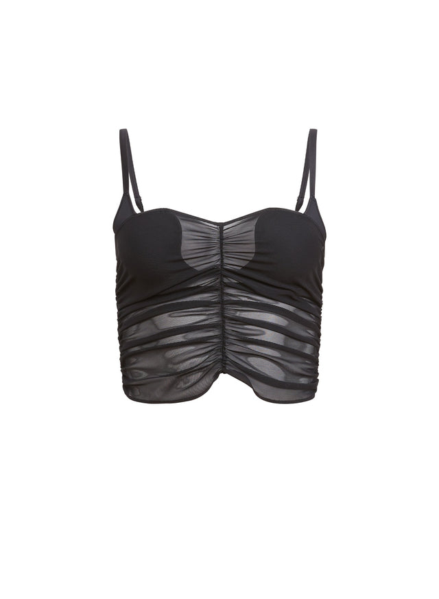 Seduce U-Plunge Mesh Cami in black
