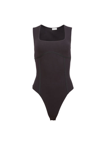 Black - Organic Cotton Scoop Neck Bodysuit | Fleur du Mal - DEMO
