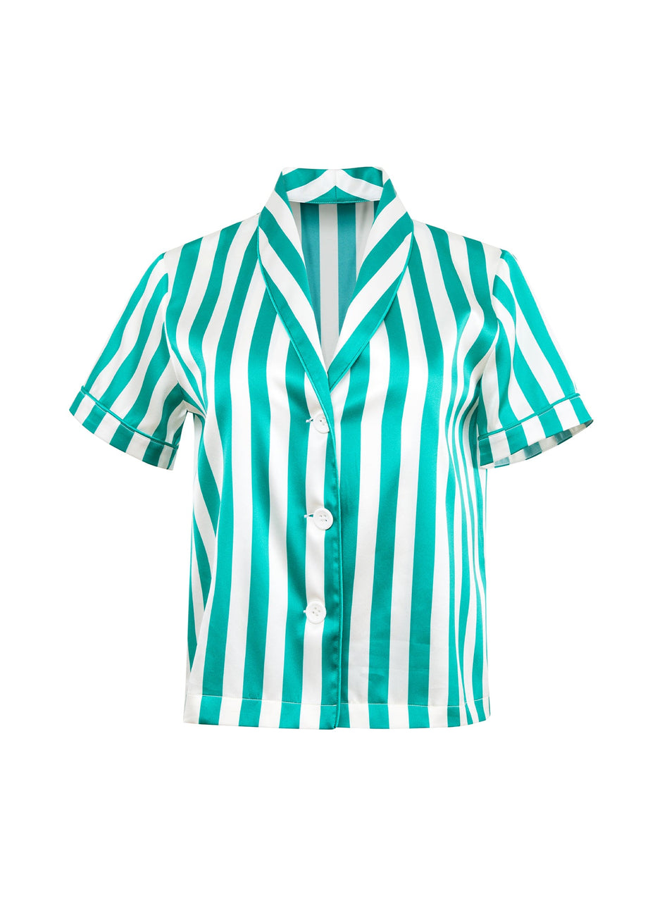 Riviera stripe - Riviera Stripe PJ Top | Fleur du Mal - DEMO