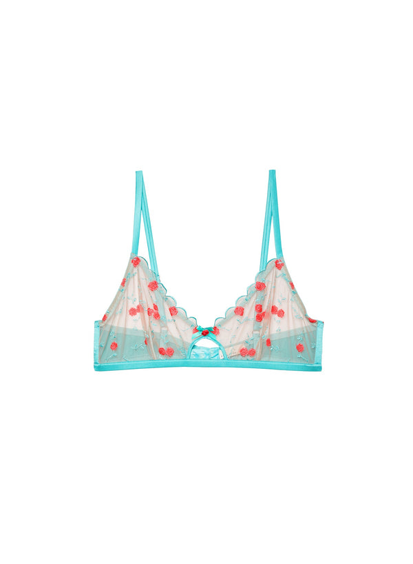 Bright jade - Rose & Vine Embroidery Bralette | Fleur du Mal - DEMO