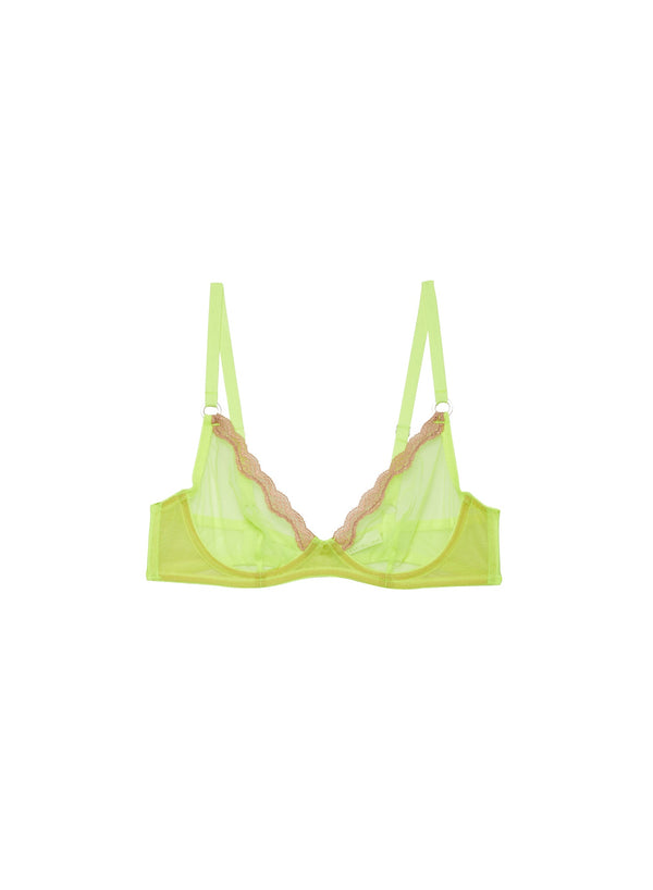 Neon lemon - Sheer Tulle Demi Bra | Fleur du Mal - DEMO
