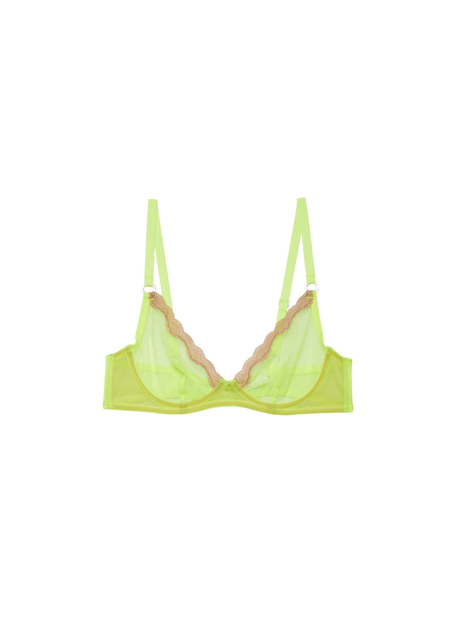 Neon lemon - Sheer Tulle Demi Bra | Fleur du Mal - DEMO