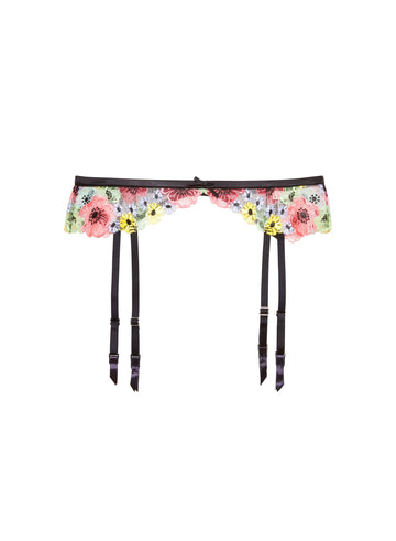 Multi - Azalea Embroidery Garter Belt | Fleur du Mal - DEMO