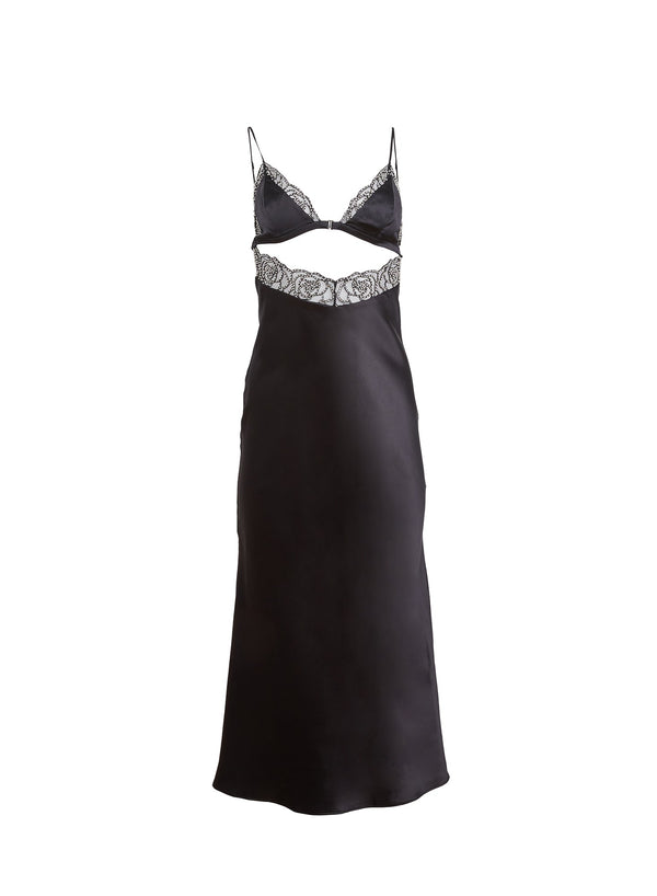Black - Beaded Rose Slip Dress | Fleur du Mal - DEMO