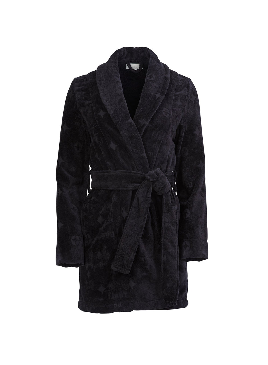 Black - Terrycloth Short Robe | Fleur du Mal - DEMO