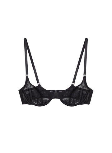 Black - Bouquet Lace Scooped Balconette | Fleur du Mal - DEMO