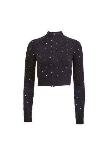 Black - Cashmere Zip Cardigan | Fleur du Mal - DEMO