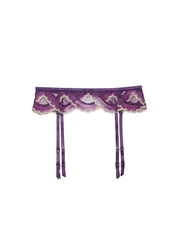 Midnight purple - Hendrix Embroidery Garter Belt | Fleur du Mal - DEMO