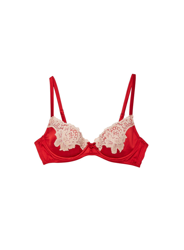 Rouge - James Lace Lined Demi Bra | Fleur du Mal - DEMO
