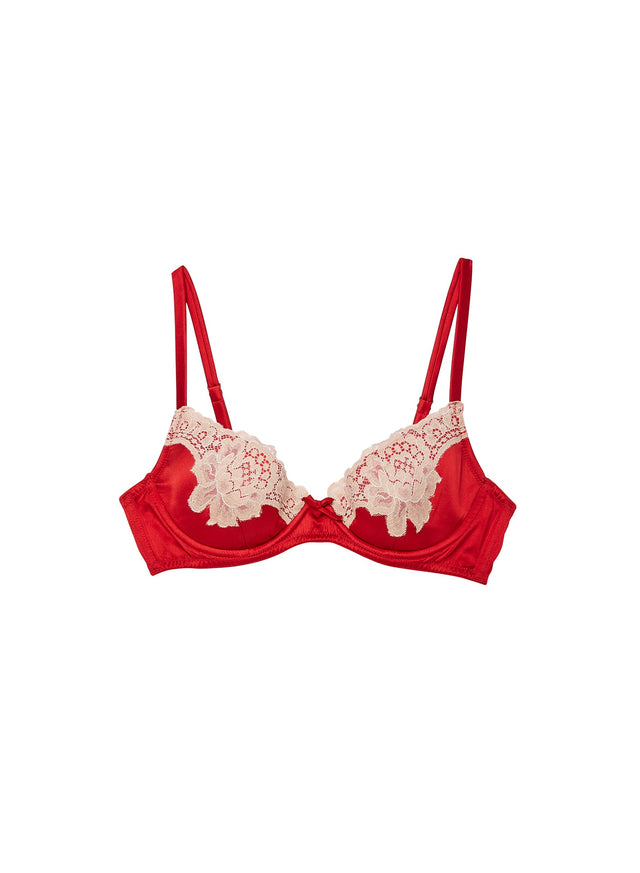 Rouge - James Lace Lined Demi Bra | Fleur du Mal - DEMO