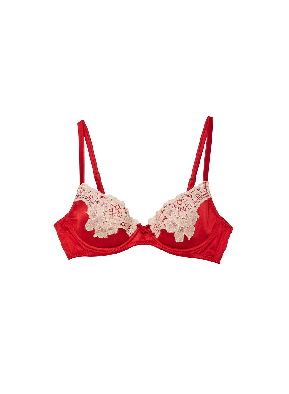 Rouge - James Lace Lined Demi Bra | Fleur du Mal - DEMO