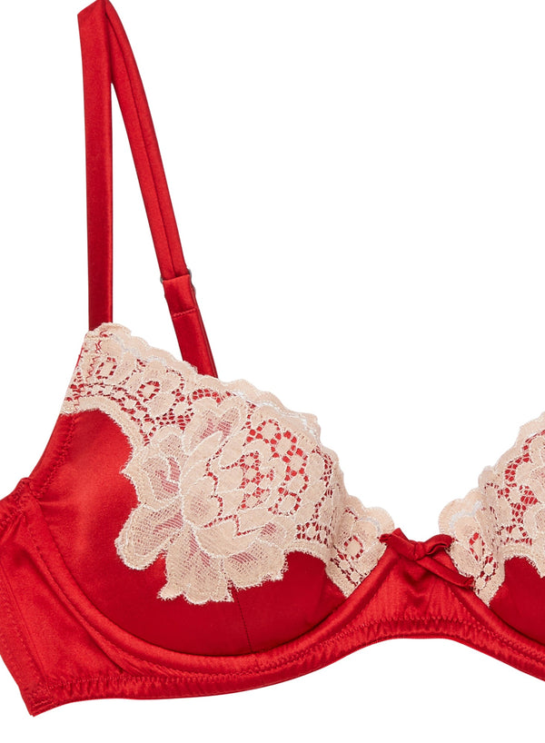 Rouge - James Lace Lined Demi Bra | Fleur du Mal - DEMO
