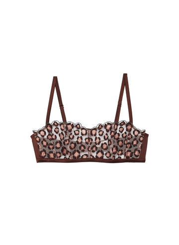 Chocolat - Leopard Embroidery Boned Bralette | Fleur du Mal - DEMO