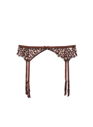 Chocolat - Leopard Embroidery Garter Belt | Fleur du Mal - DEMO