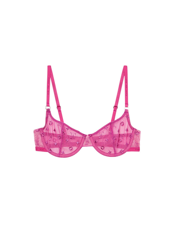 Fuchsia rose - Monogram Embroidery Scooped Balconette | Fleur du Mal - DEMO