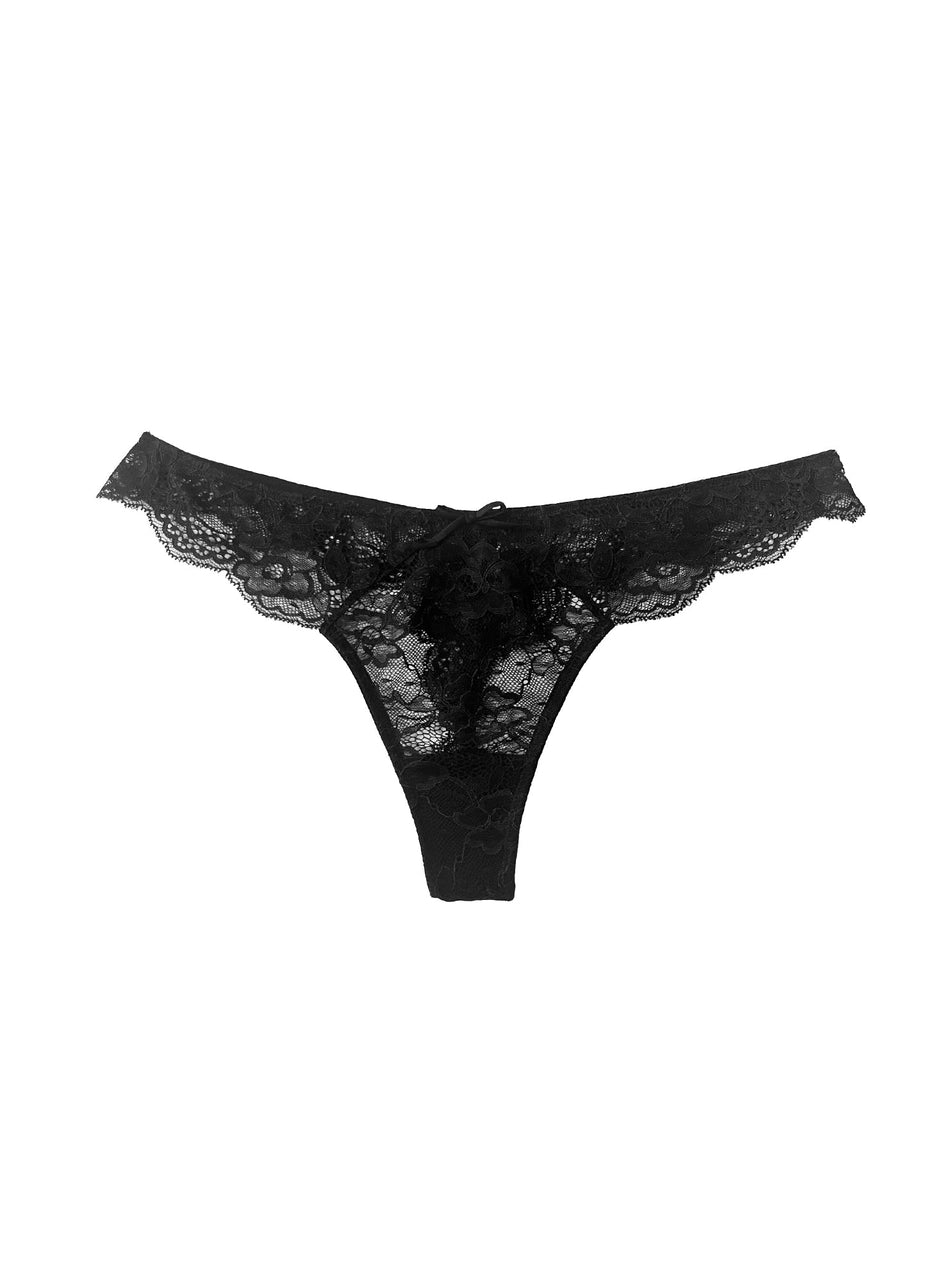 Black - Naomi Lace Thong | Fleur du Mal - DEMO
