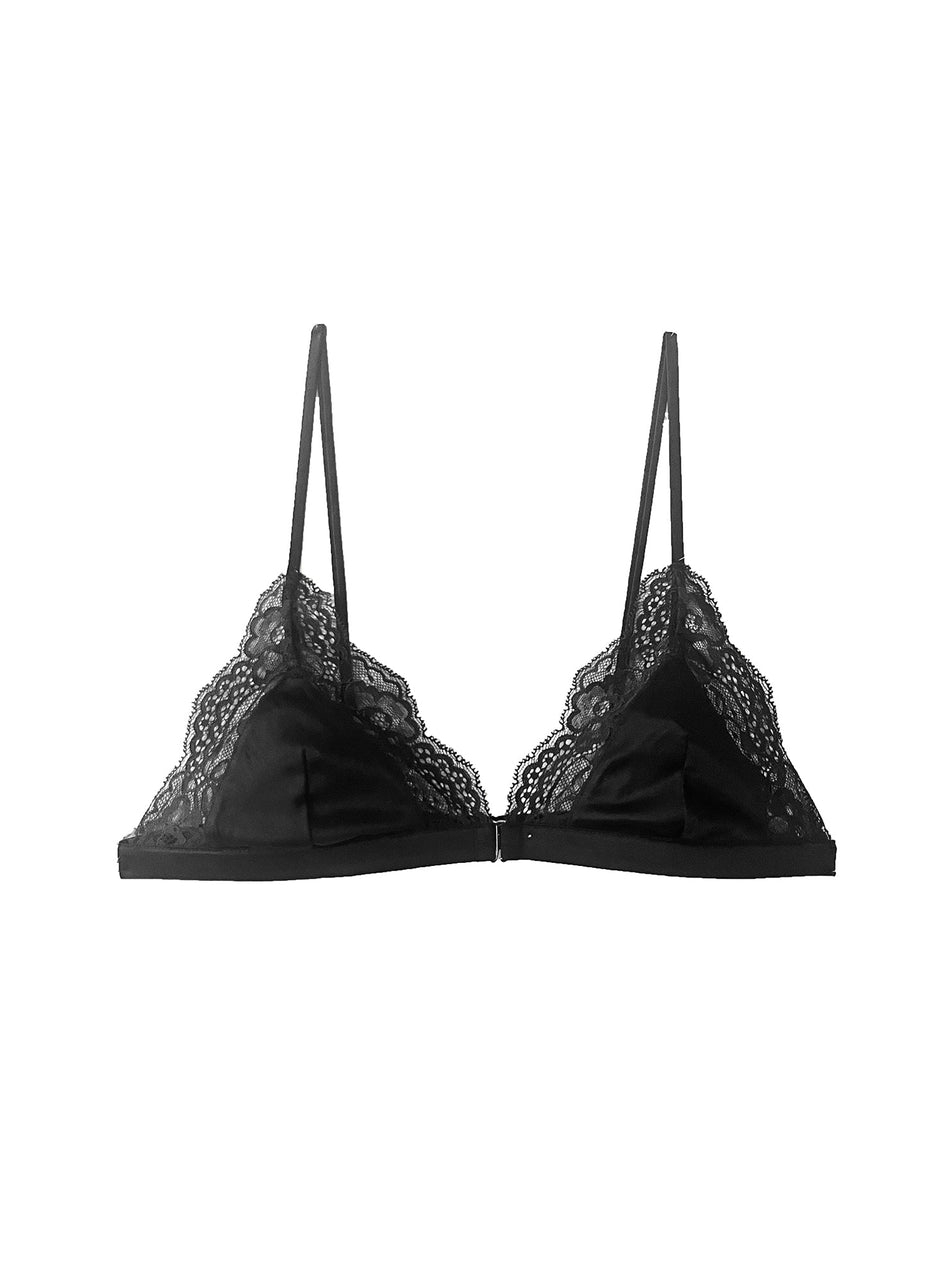 Black - Naomi Lace Triangle Bra | Fleur du Mal - DEMO