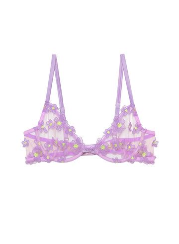 Spring lavender - Petal Embroidery Demi Bra | Fleur du Mal - DEMO
