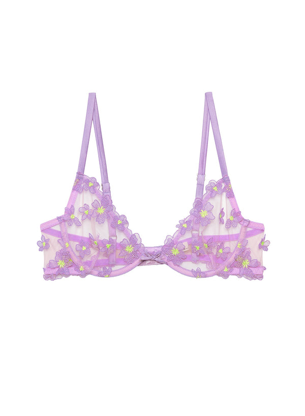 Spring lavender - Petal Embroidery Demi Bra | Fleur du Mal - DEMO