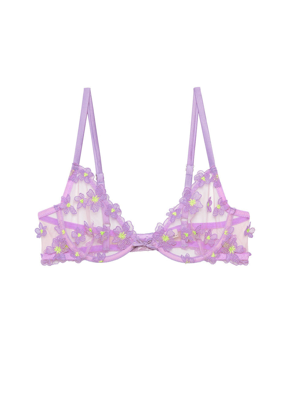 Spring lavender - Petal Embroidery Demi Bra | Fleur du Mal - DEMO