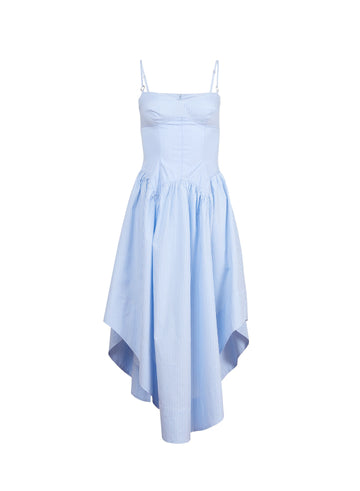 Stripe sky - Poplin Cupped Midi Dress | Fleur du Mal - DEMO