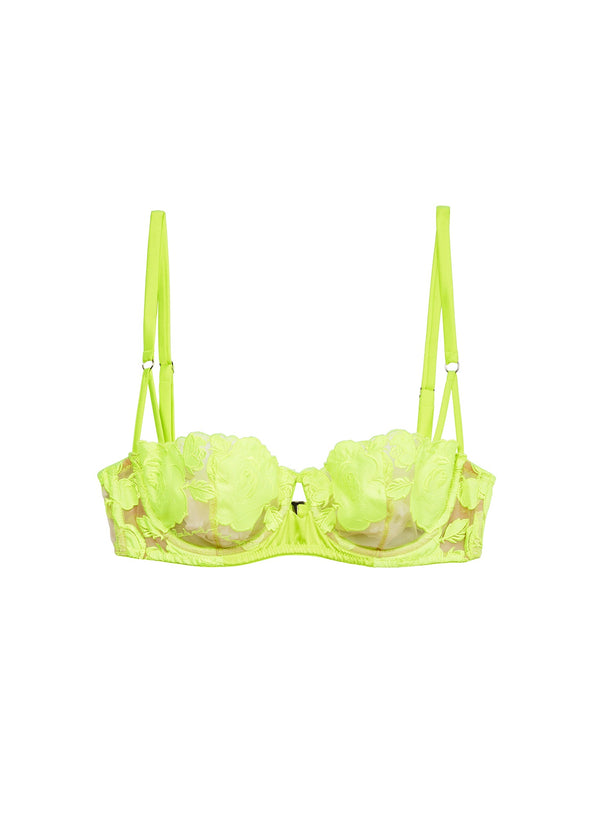 Neon yellow - Rose Logo Embroidery Balconette | Fleur du Mal - DEMO