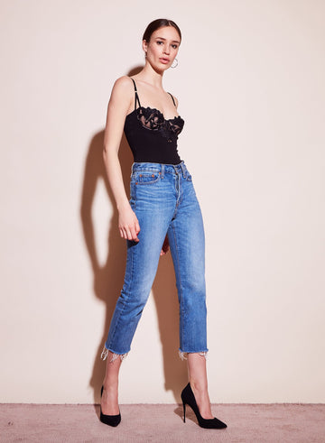 Black - Lily Embroidery Balconette Bodysuit | Fleur du Mal - DEMO