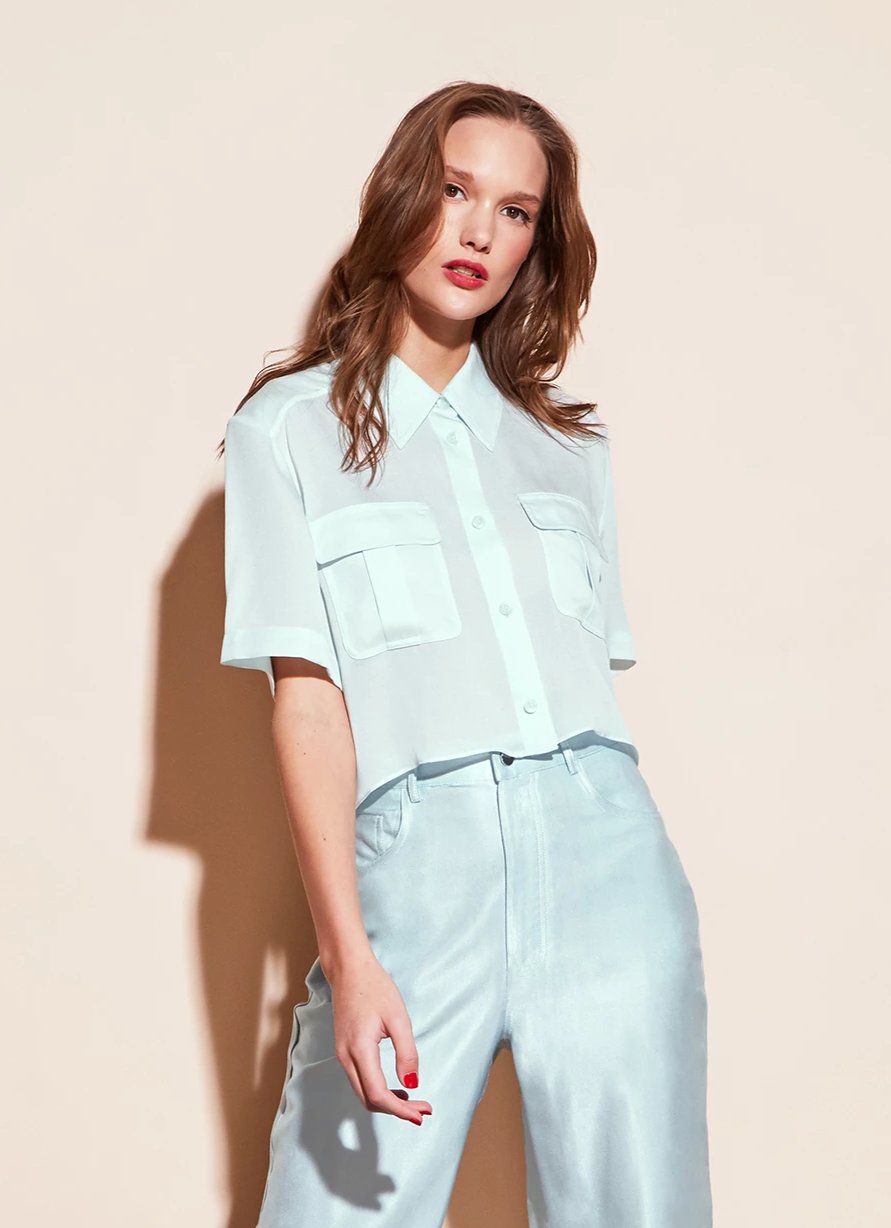 Cropped Silky Work Shirt
