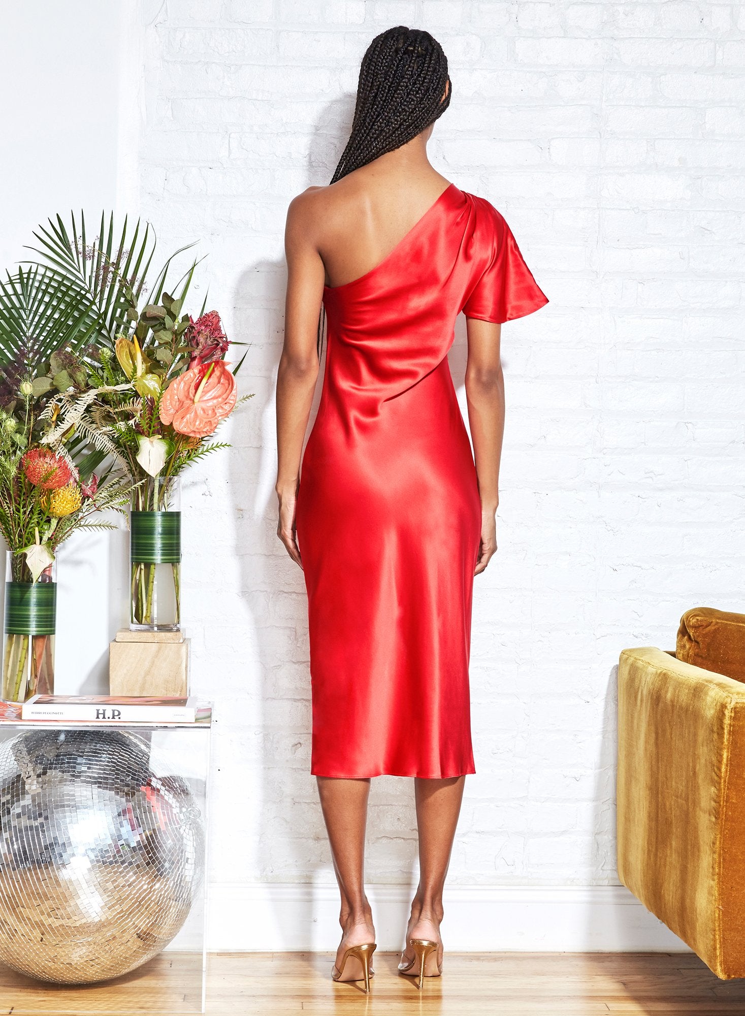 One Shoulder Bias Slip Dress