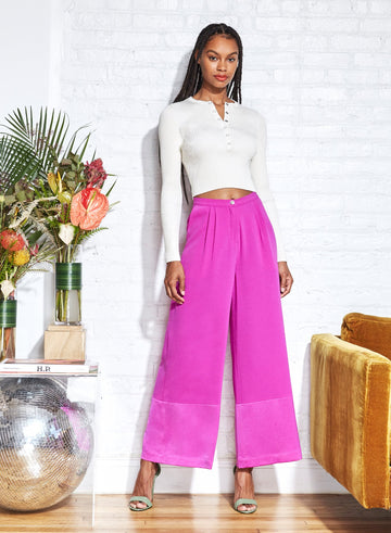 Ivory - Knit Cropped Henley | Fleur du Mal - DEMO