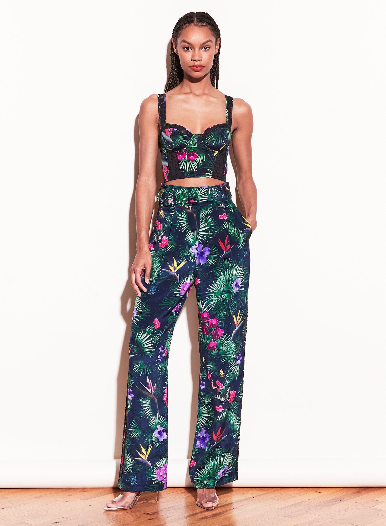 Lace Insert Belted Trouser