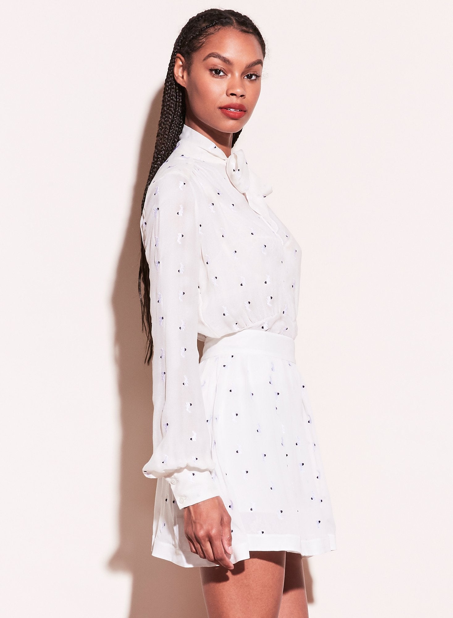 Embroidered Silk Mini Skirt