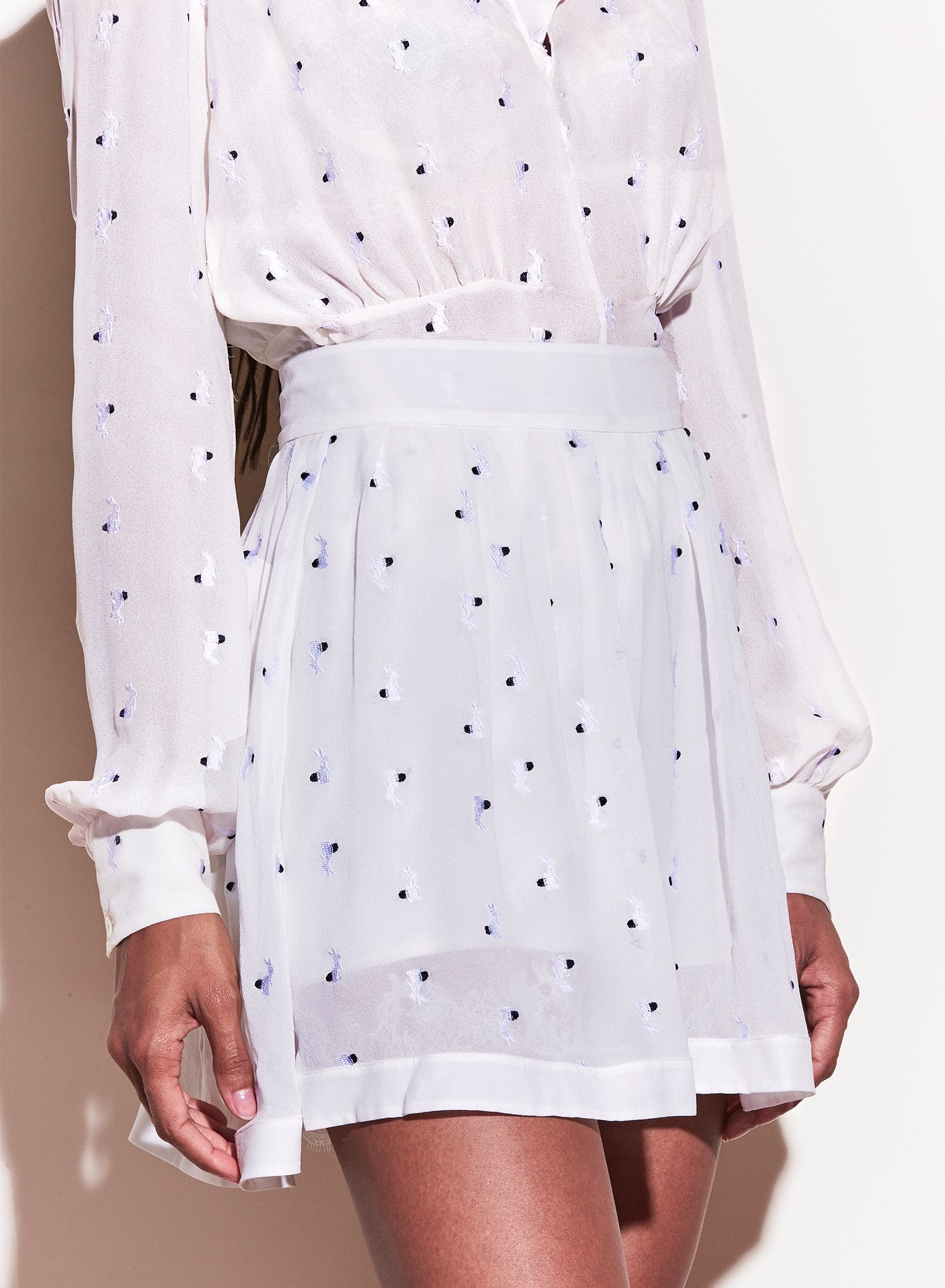 Embroidered Silk Mini Skirt