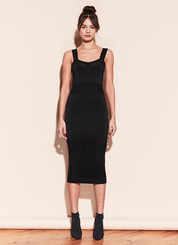 Black - Pointelle Knit Shaping Dress | Fleur du Mal - DEMO