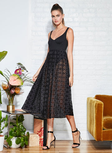 Black - Broderie Bodysuit Dress | Fleur du Mal - DEMO