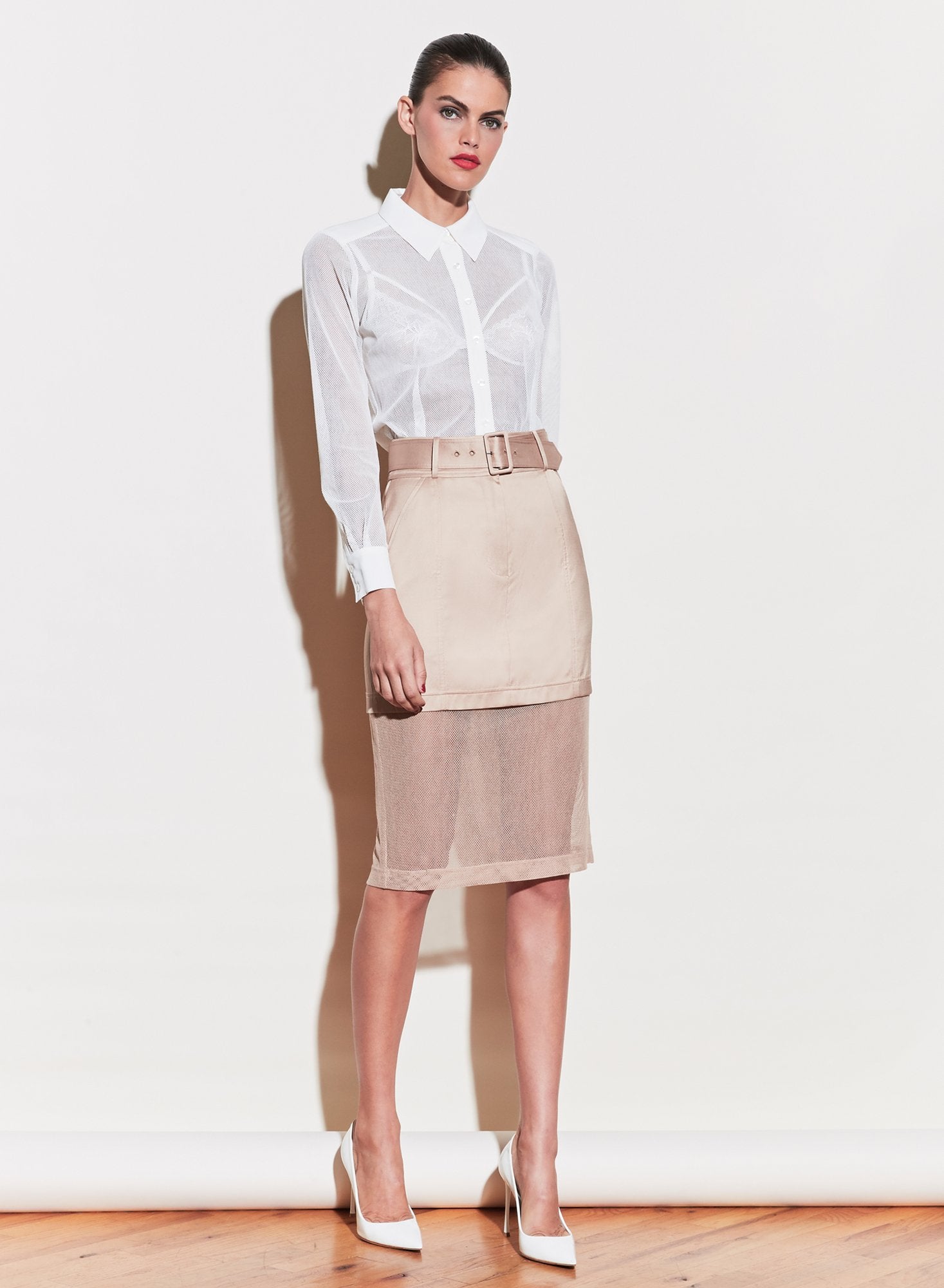Twill & Mesh Skirt